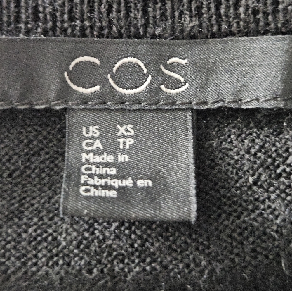 Cos Black Merino Wool Draped Button Long Sleeve D… - image 8